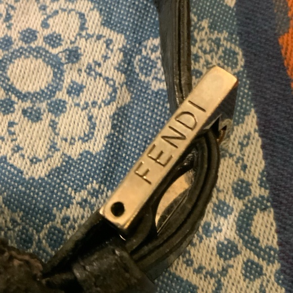 Fendi microfiber black bag with silver tone hardware. Adjustable leather strap. - Picture 7 of 13